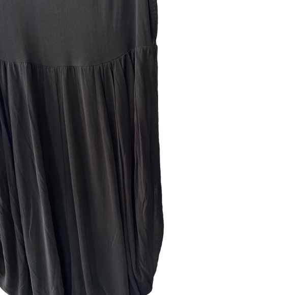 Eileen Fisher 100% Silk Casual Tank Dress Gathered Sheer overlay Black Large GUC - Picture 5 of 12